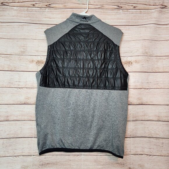 Adidas Golf Mens Puffer Vest Size S Black Gray 1/2 Zip Sleeveless Jacket Pockets - Picture 11 of 16